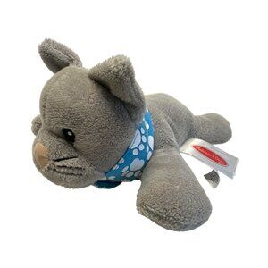 Melissa & Doug Gray Plush Cat Toy W/ Blue Polka Dot Bandana 8" Stuffed Animal
